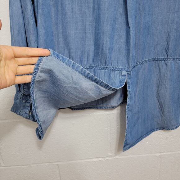 Andrea Jovine Chambray Top 1x Blue Lyocell 688 - Picture 8 of 11